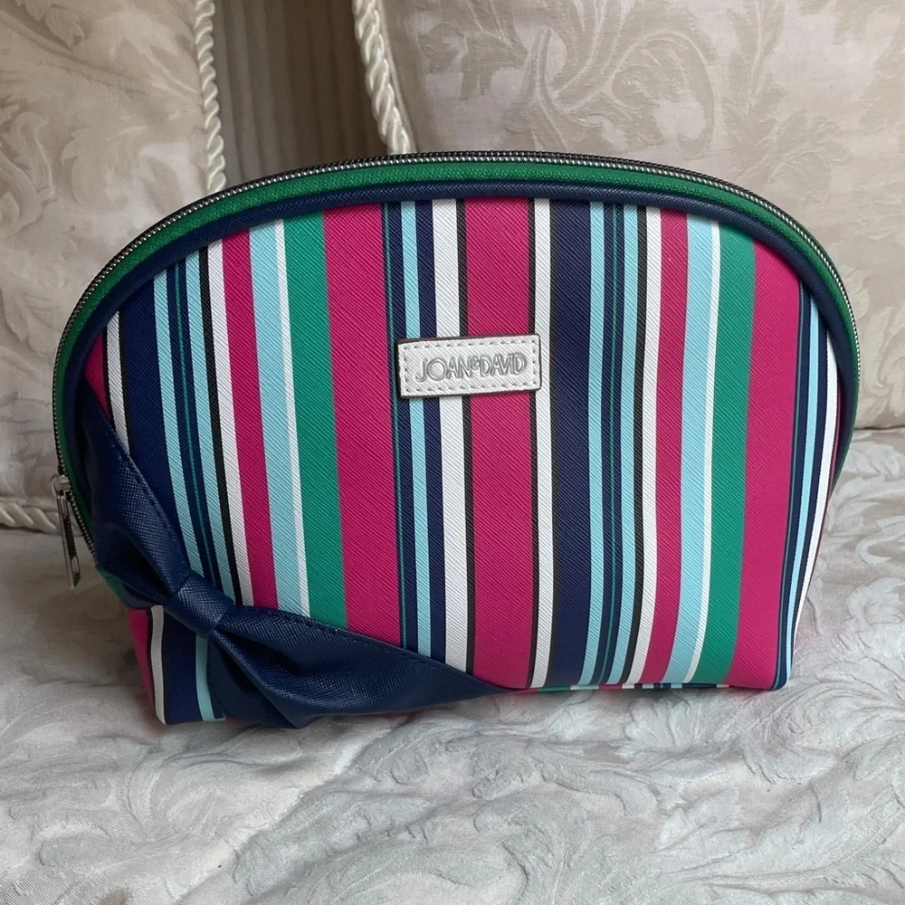 1246.‎ Joan & David 3 Piece Colorful Striped Cosmetic & Toiletry Bag Set. NWOT.